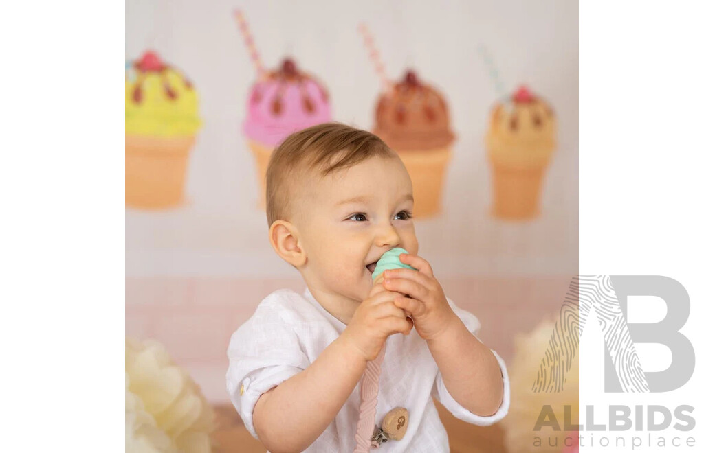 NatureBond Silicone Baby Teether Toy - Ice-Cream Teething Toy with Free Silicone Sling Pacifier Holder Clip (assorted Colours) - Lot of 20 - $338