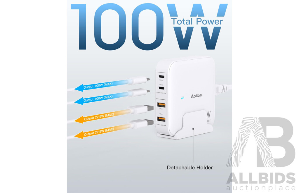 Addtam 100W Desktop GaN Charger X2 & 7W Mini Type-C Charger/Adaptor X10 - Total in 12 Units