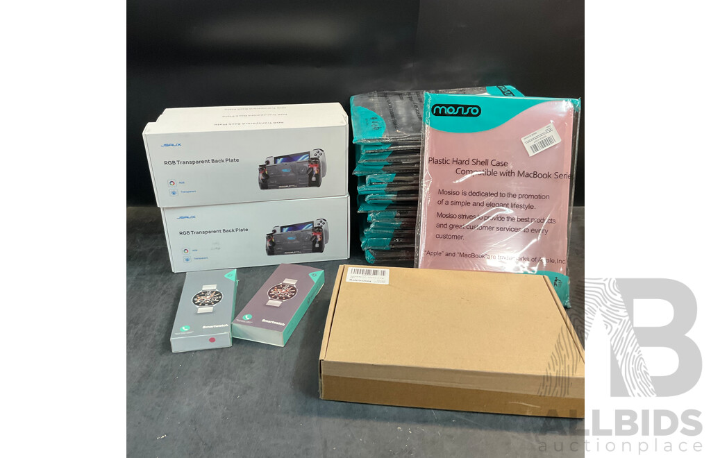 Mixed Lot - ZYBER RGB Transparent Back Plate & Soundance Computer Rack & Smart Watches & Plastic Hard Shell Case for APPLE Air 13 - Lot of 24