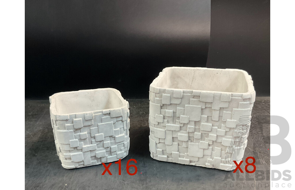 2 Sizes of Wall Cement Garden Pots - Lot of 24
