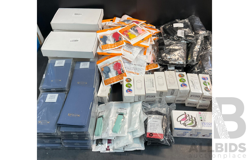 Mixed Bulk Lot - Apple Airtag Case 4 Packs &  Monocular & Passport Case & Lemon Squeezer, Compress Bag & More