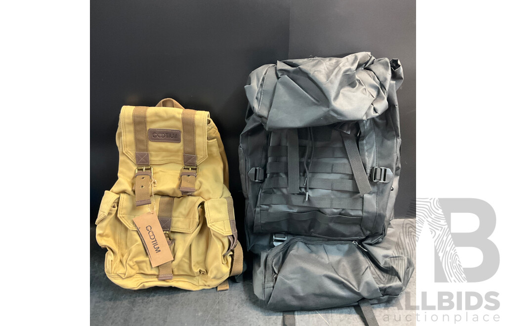 Gootium Canvas Backpack X2 & Black 80L Backpack X2 - Lot of 4