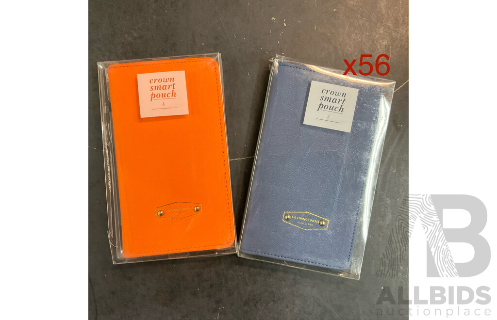 PU Travel Credit Card Passport Boarding Pass Holder Wallet - Blue / Orange - Lot of 56