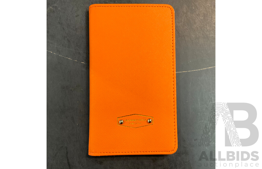 PU Travel Credit Card Passport Boarding Pass Holder Wallet - Blue / Orange - Lot of 56