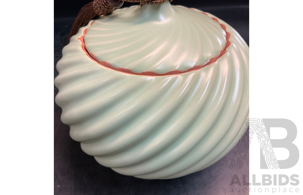 White Ornate Embossed Ceramic Teapot X3 & Y! Handmade Ceramic Tea Caddy Canister (Green) X6 - Lot of 9