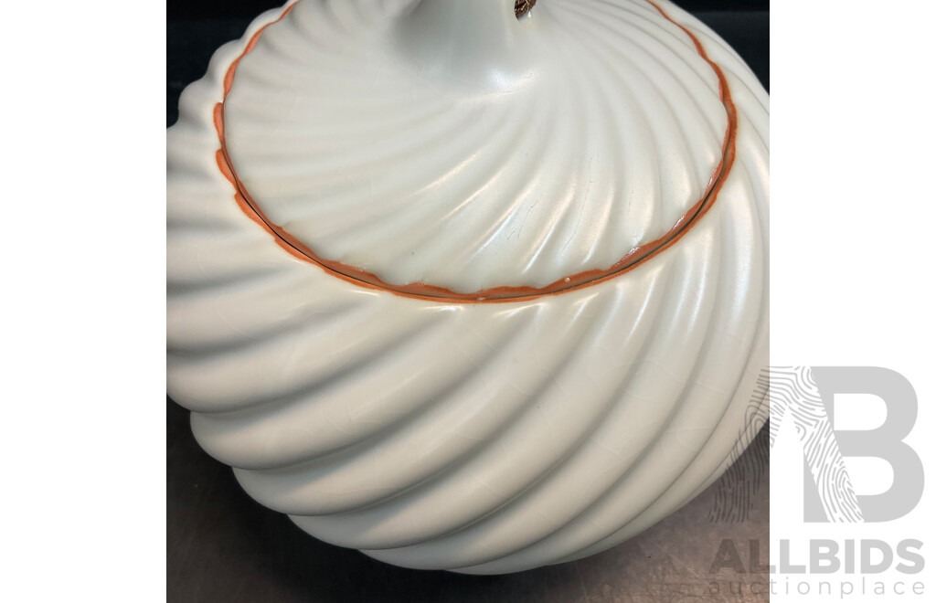 White Ornate Embossed Ceramic Teapot X3 & Y! Handmade Ceramic Tea Caddy Canister (Green) X5 (White) X1 - Lot of 9