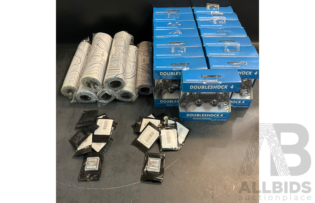 BULK Lot - Doubleshock 4 Wireless Controller for PS4 & Nintendo 3DS Pokemon 23in1 & Super Combo 208in1 Game & Gaming Mouse Pad 31.5x11.8 Inch