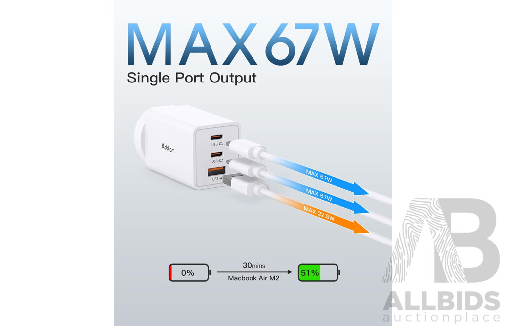 Addtam 67W Multi Port GaN Charger - Lot of 20
