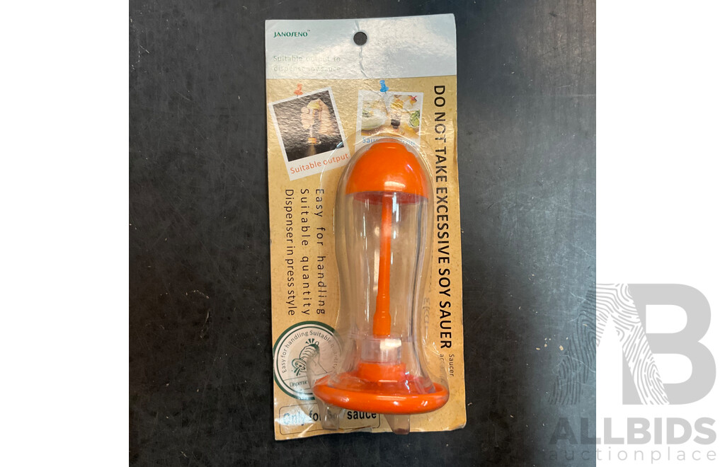 Mixed Lot Includes Passport Wallet, Soy Sauce Dispenser, Nose Hair Remover, Mini Flashlight, and Assorted Baking Items and More.