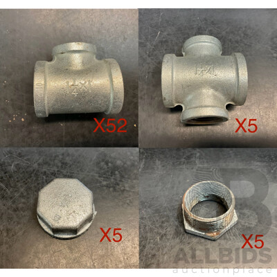 Galvanized Pipe Plumbing Fittings - 1 1/4 X1- Lot of 67