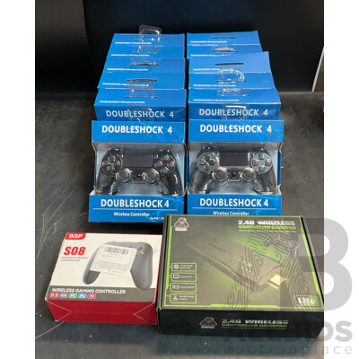Doubleshock 4 Wireless Controller for PS4 X12 & 2.4G Wireless Controller Gamepad & BSP Wireless Gaming Controller for Switch - Lot of 14