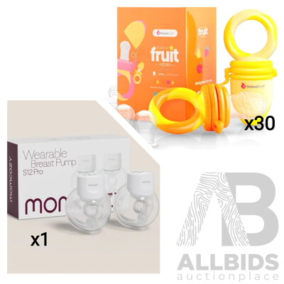 NatureBond Baby Food Feeder/Fruit Feeder Pacifier - Various Colours X30 & MOMCOZY S12 Pro Wearable Breast Pump