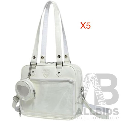 Clear Pin Display Bag Multi- Purpose Bag - White - Lot of 5