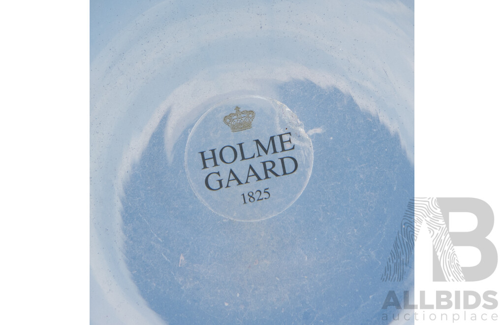 Collection Mid Century Glassware Comprising Holmegaard Iridescent Vase, Lidded Canister and Murano Style Art Glass Dish with Controlled Bubble Feature