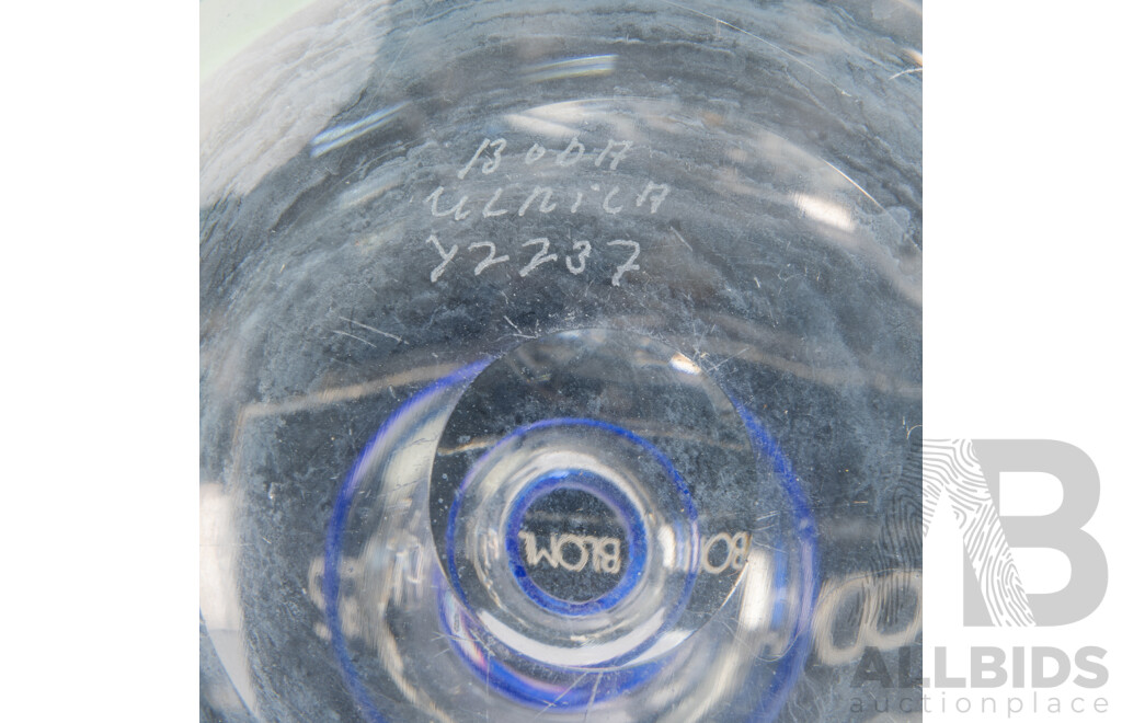 Nice Collection Mid Century Kosta Boda Glassware Including Vase with Green Feature by Ulrica Hydman, Candle Holder in Original Box by Monica Backstrom and More