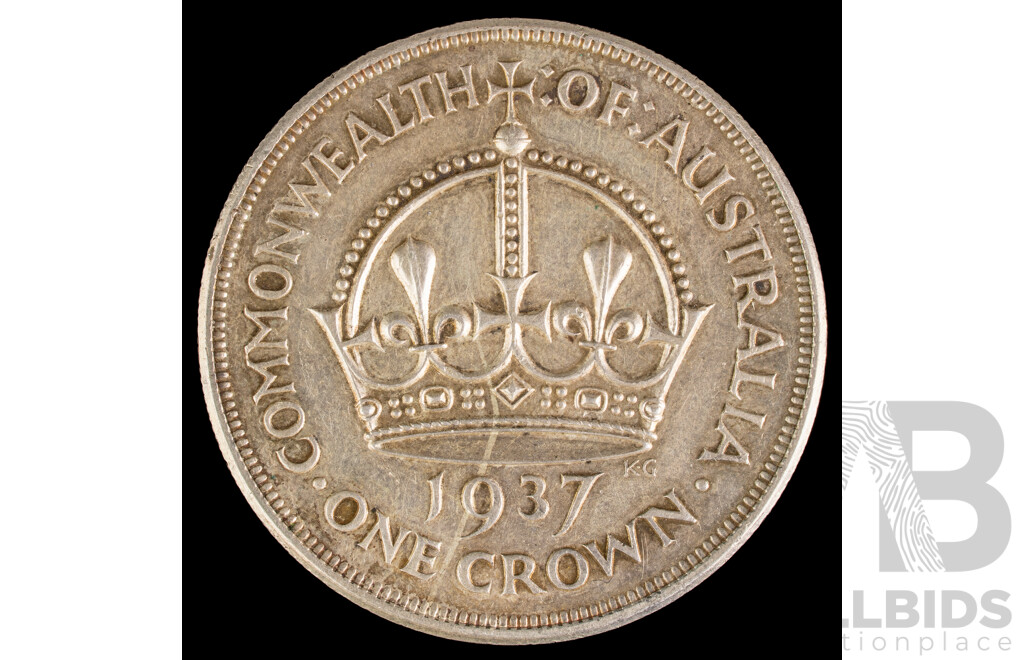 Australian 1937 Silver KGVI One Crown .925