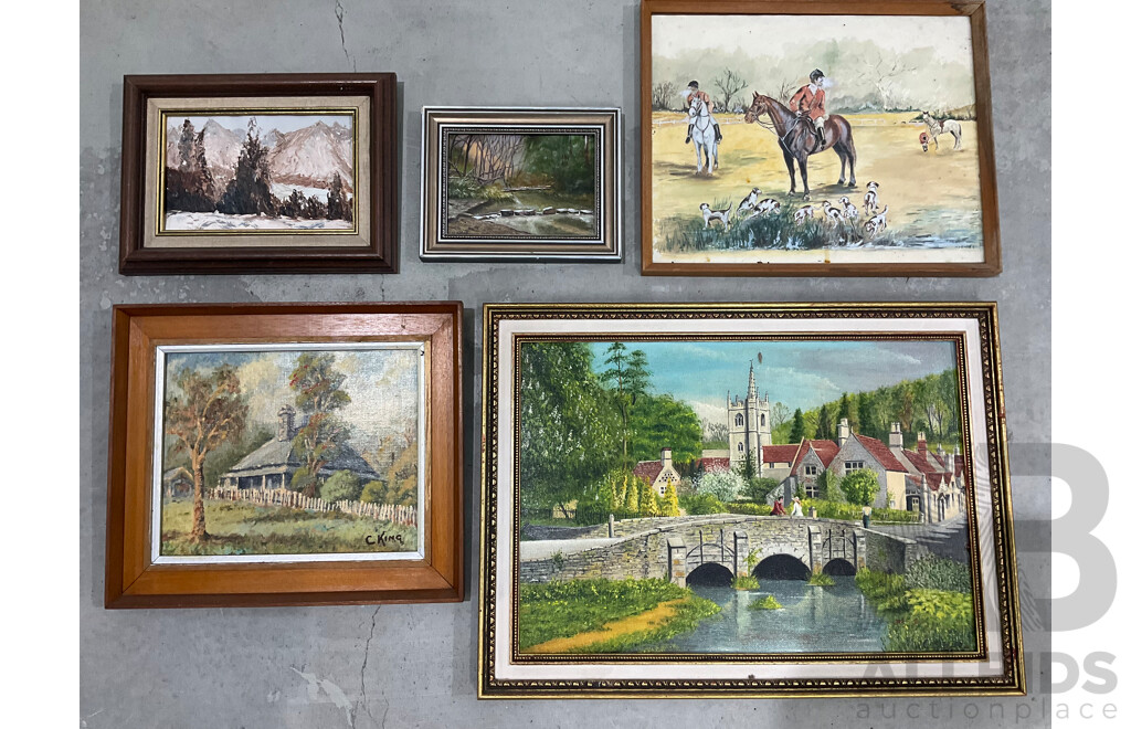 Unknown Artist Framed Paintings - Lot of 5