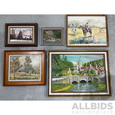 Unknown Artist Framed Paintings - Lot of 5