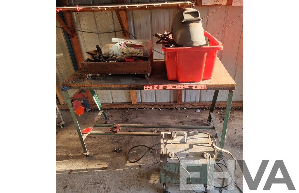 Wheeled Workbench with Abel Welder, Welding Mask & Accessories ETC