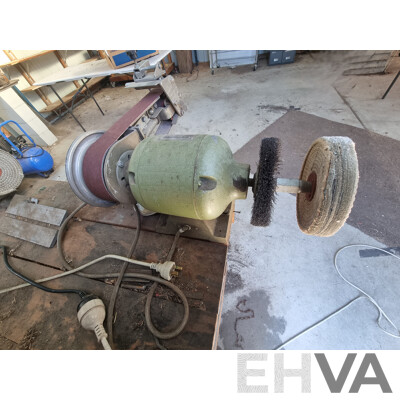 Custom Built Timber Workbench with Attached Bench Grinders