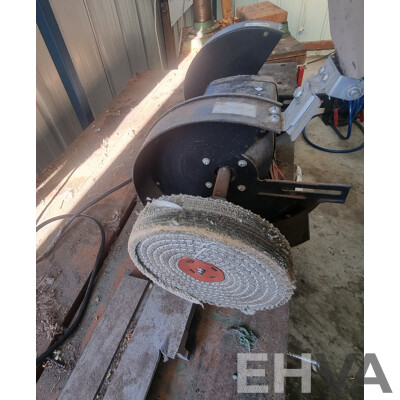 Custom Built Timber Workbench with Attached Bench Grinders