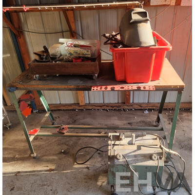 Wheeled Workbench with Abel Welder, Welding Mask & Accessories ETC