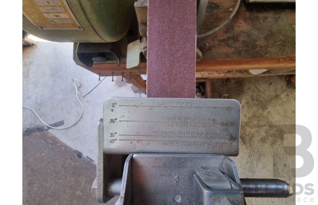 Custom Built Timber Workbench with Attached Bench Grinders