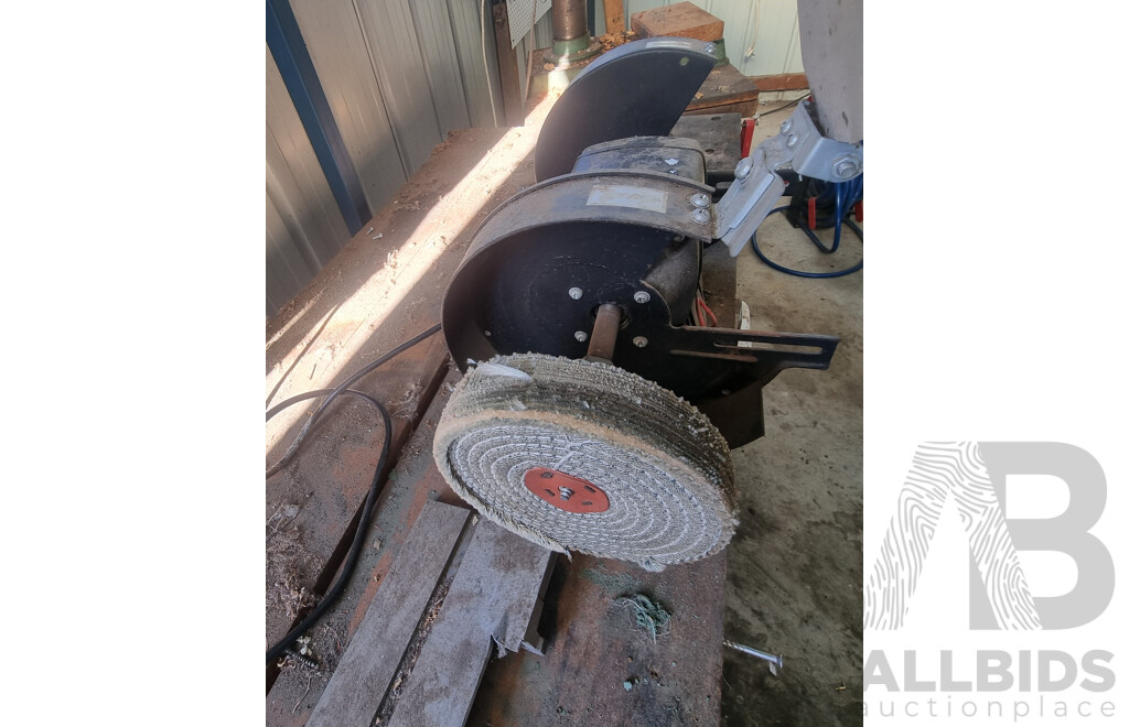Custom Built Timber Workbench with Attached Bench Grinders
