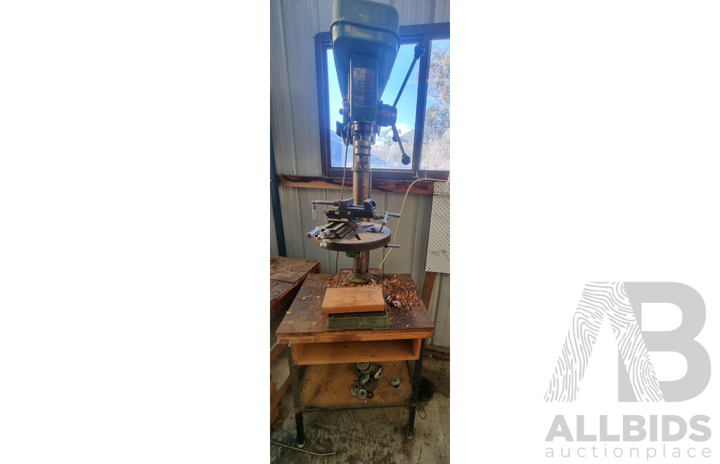 Husky 12 - Speed Heavy Duty Drill Press on Wooden Stand