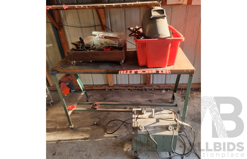 Wheeled Workbench with Abel Welder, Welding Mask & Accessories ETC