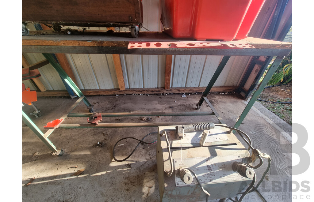 Wheeled Workbench with Abel Welder, Welding Mask & Accessories ETC