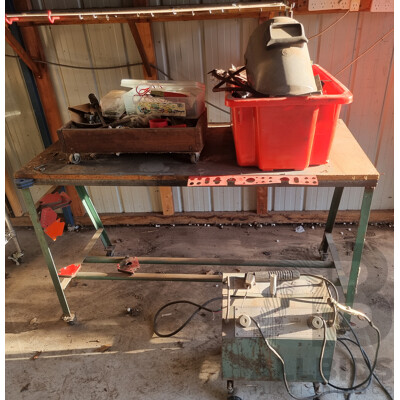 Wheeled Workbench with Abel Welder, Welding Mask & Accessories ETC