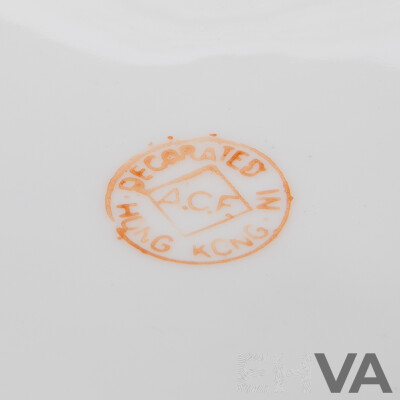 Hand Decorated Hong Kong Export Ware Famille Rose Porcelain Lidded Tureen and Serving Spoon