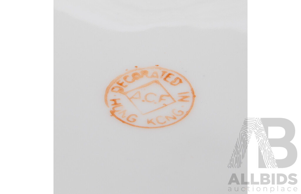 Hand Decorated Hong Kong Export Ware Famille Rose Porcelain Lidded Tureen and Serving Spoon