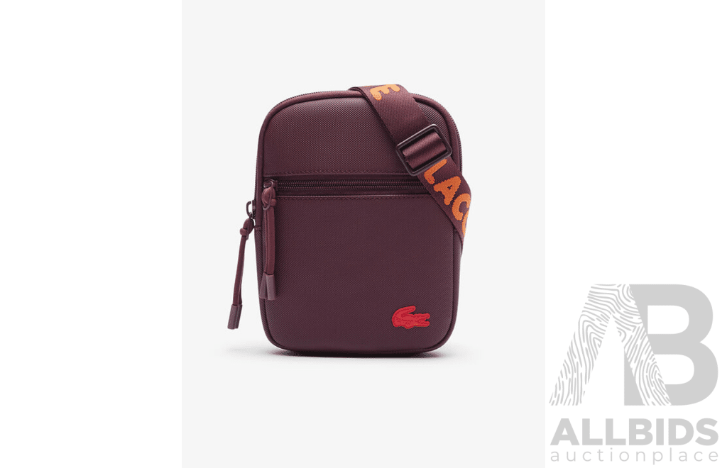 Lacoste Flat Messenger Bag - Colour Jacquard Webbing Expresso - RRP $170.00