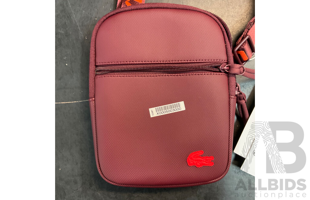 Lacoste Flat Messenger Bag - Colour Jacquard Webbing Expresso - RRP $170.00
