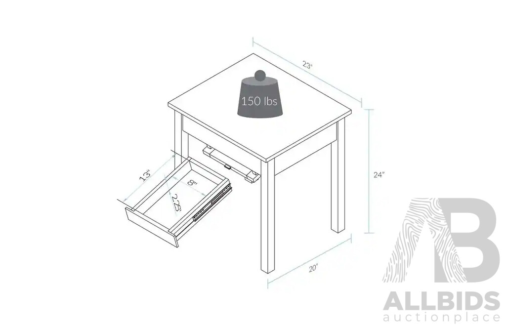 CASUAL HOME Kennedy End Table with Concealed Drawer - Warm Brown