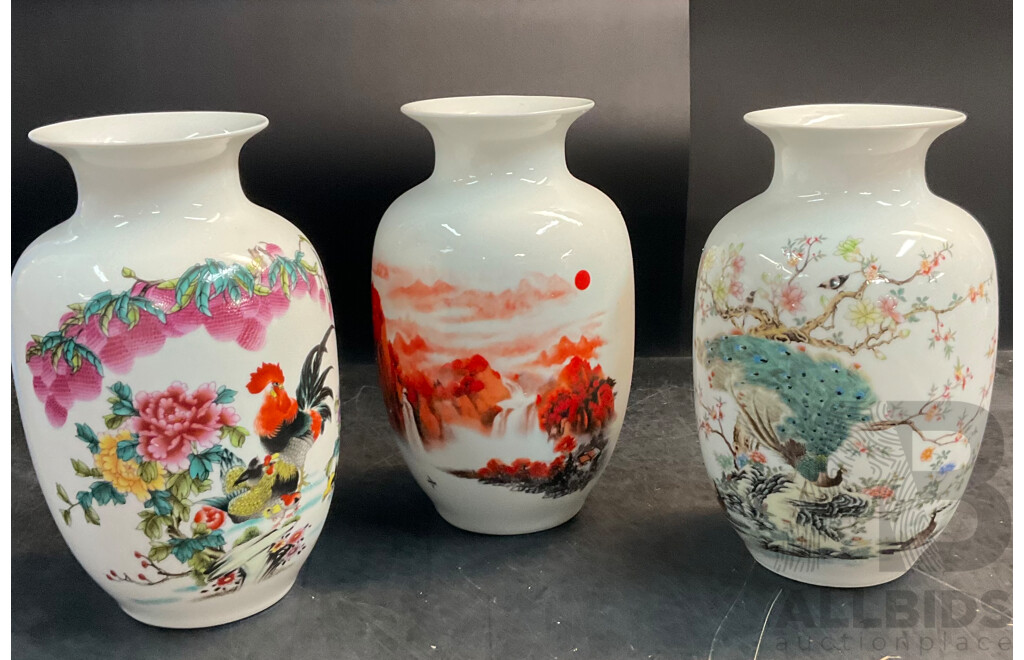 Assorted China Jingdezhen Ceramics Vases - Lot of 3