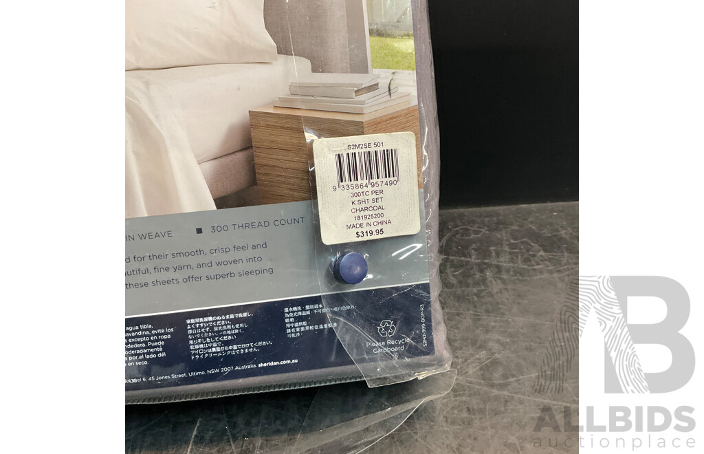 SHERIDAN Charcoal King Bed Sheet Set - RRP $319.95