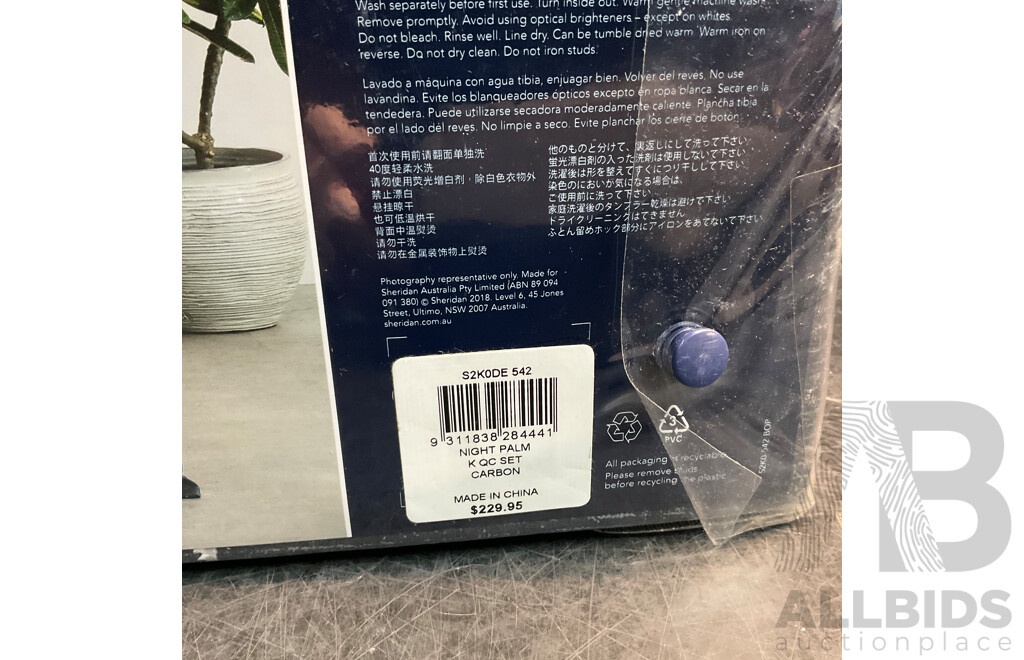 SHERIDAN Night Palm King Bed Quilt Cover Set - RRP $229.95