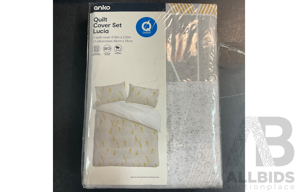 ANKO Queen Quilt Cover Set - Lot of 3