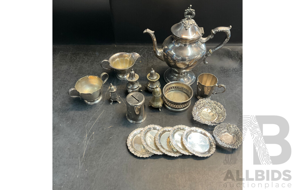 Assorted Plated ,EPNS Sliver Includes Teapot, Creamer & More