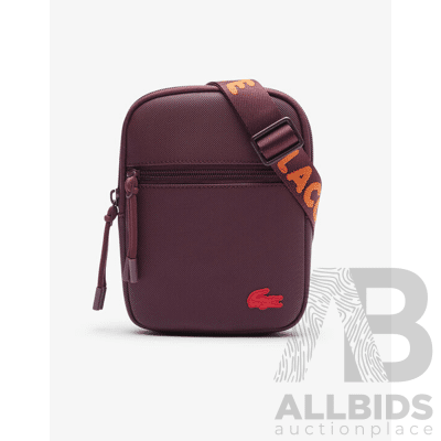Lacoste Flat Messenger Bag - Colour Jacquard Webbing Expresso - RRP $170.00