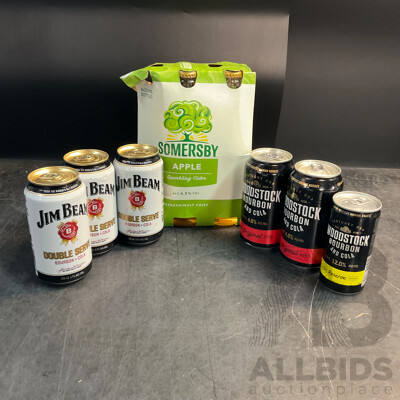 Somersby Apple Cider 330ml X4 & Jim Beam Double Serve 375ml  X3 & Woodstock Original 375ml X2 & Reserve X1