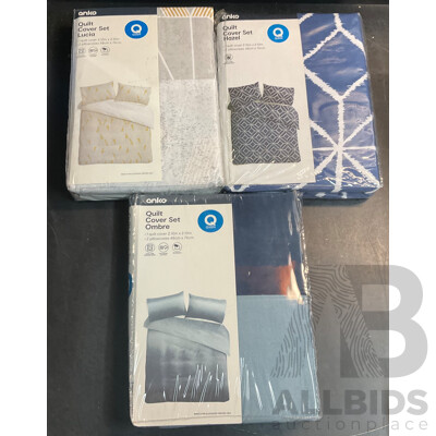 ANKO Queen Quilt Cover Set - Lot of 3