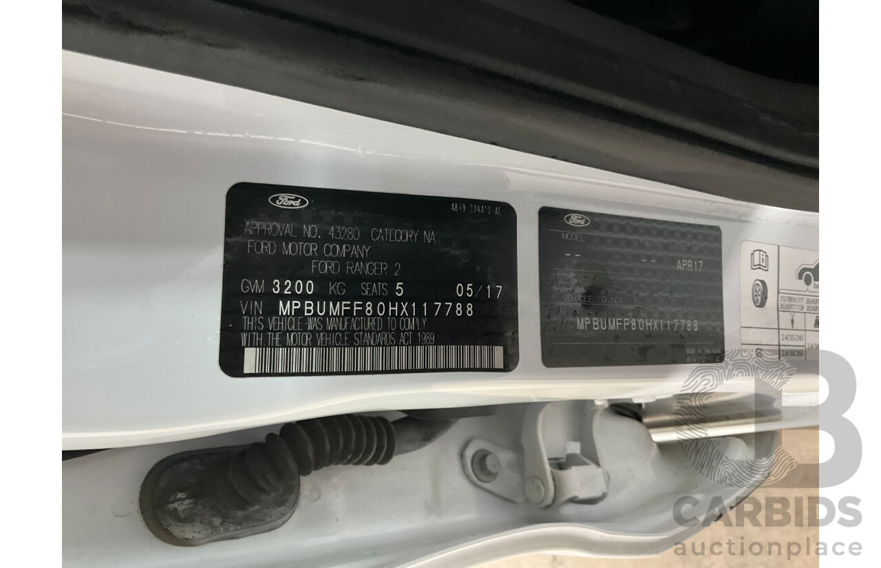 05/2017 Ford Ranger XL 2.2 (4x4) PX MKII MY17 Update Double Cab Utility Frozen White Turbo Diesel 2.2L