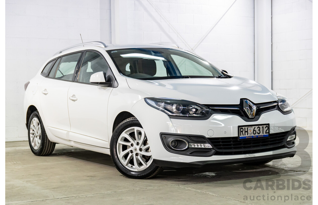 4/2015 Renault Megane Dynamique K95 MY14 4d Wagon Glacier White Turbo 1.2L