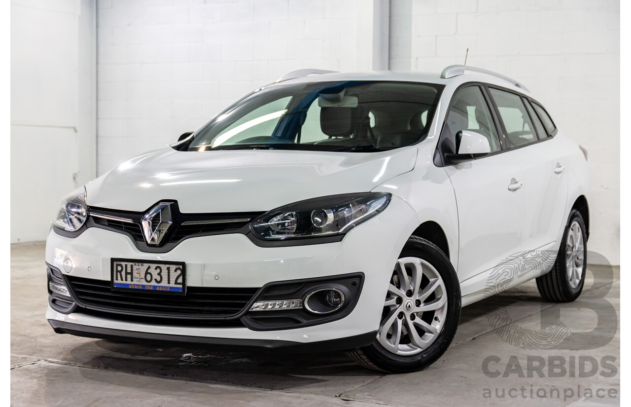 4/2015 Renault Megane Dynamique K95 MY14 4d Wagon Glacier White Turbo 1.2L