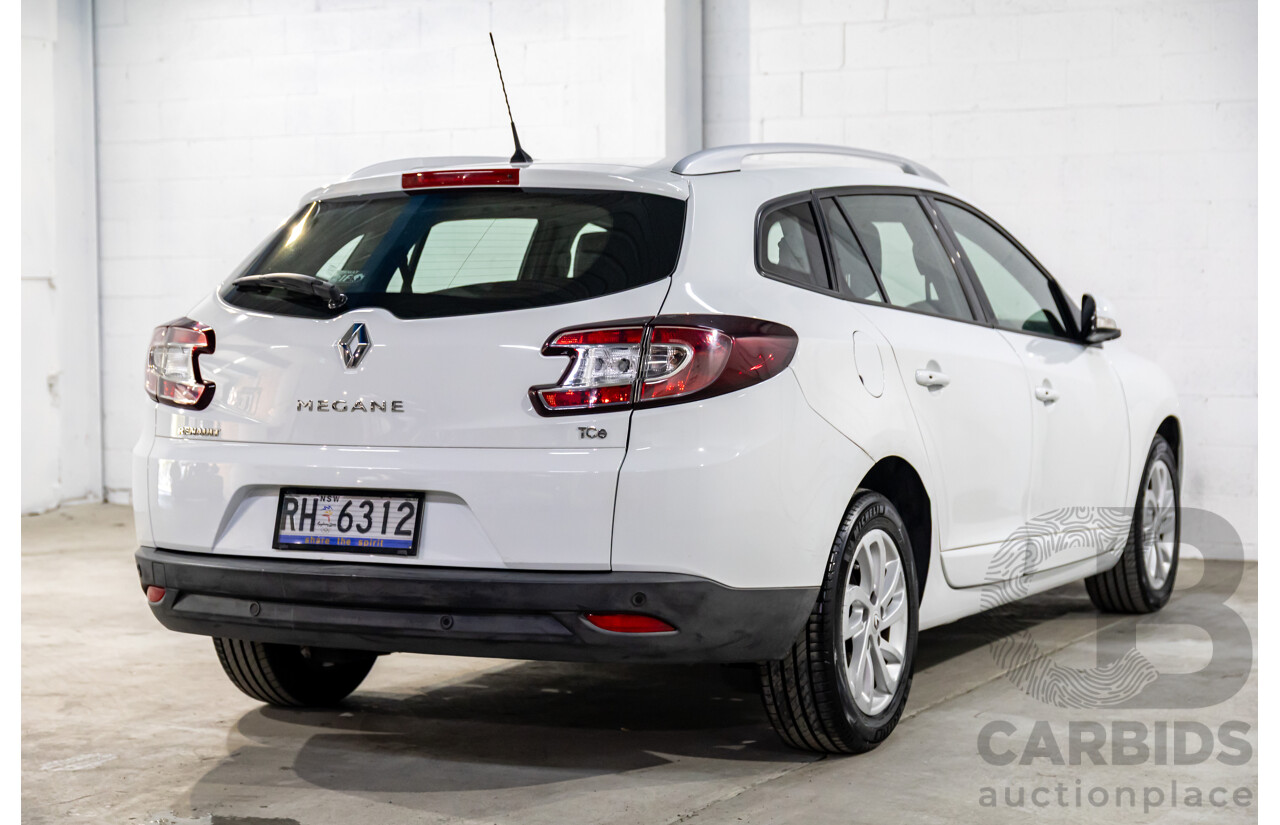 4/2015 Renault Megane Dynamique K95 MY14 4d Wagon Glacier White Turbo 1.2L