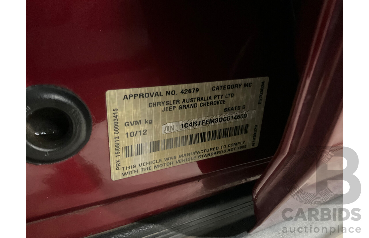 10/2012 Jeep Grand Cherokee Laredo (4x4) WK MY13 4d Wagon Deep Cherry Red Crystal Pearl Turbo Diesel V6 3.0L